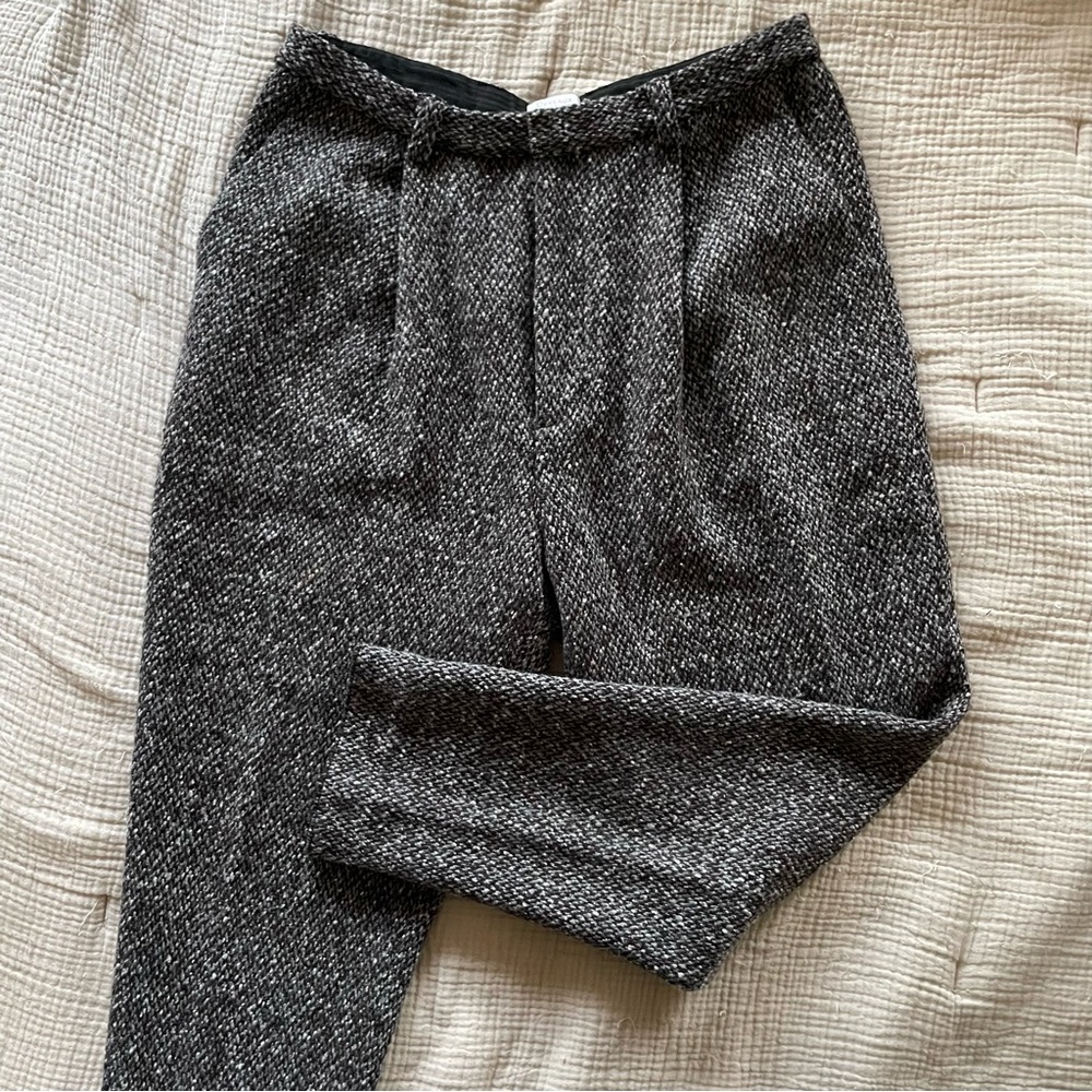 Deveaux New York Chunky Wool Pleated Trousers in Gray/Brown/Black size 1 (US30)